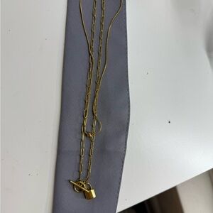 Gold Chain Necklace with Padlock Pendant